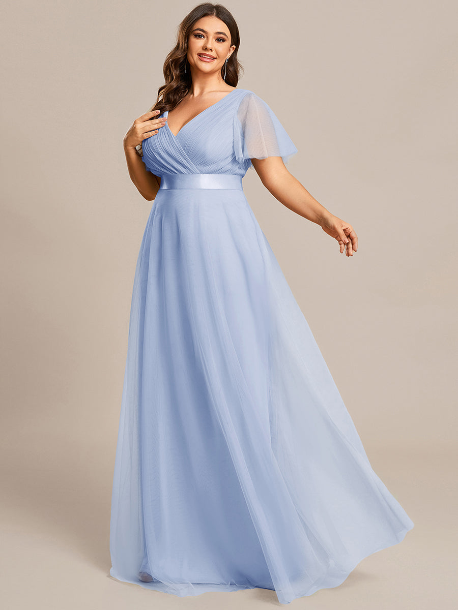 Color=Ice Blue | Women's V-Neck A-Line Floor-Length Wholesale Bridesmaid Dresses-Ice Blue 70