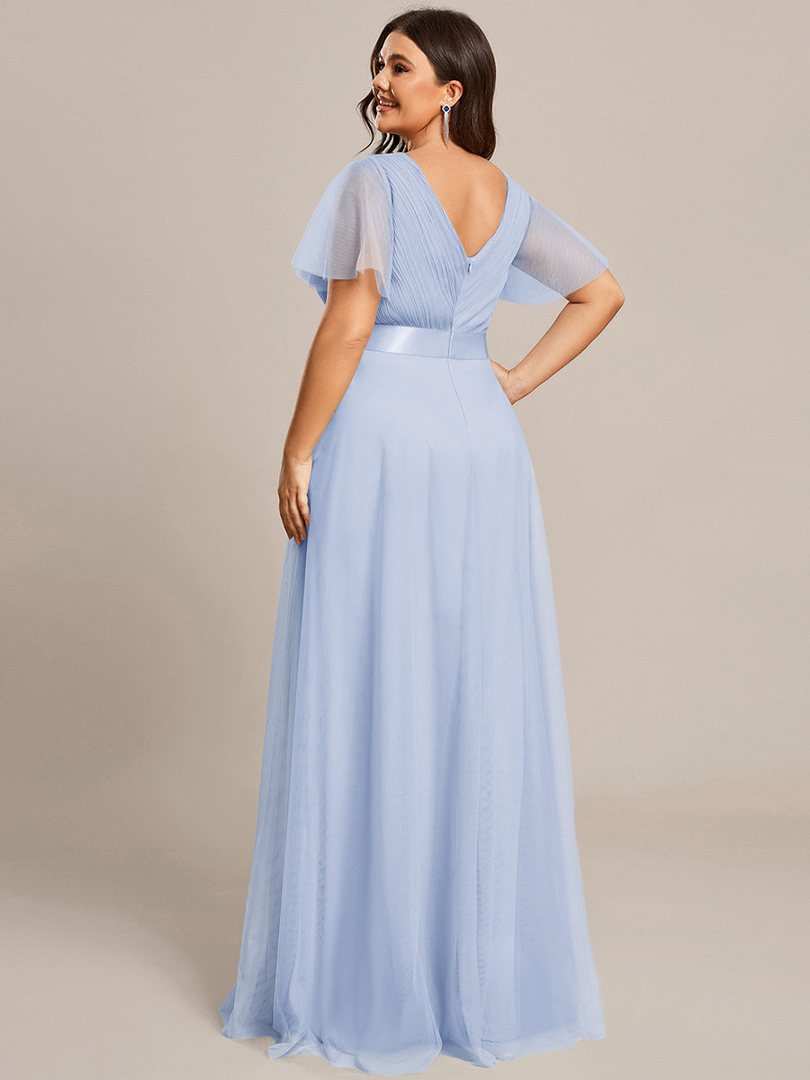 Color=Ice Blue | Women's V-Neck A-Line Floor-Length Wholesale Bridesmaid Dresses-Ice Blue 71
