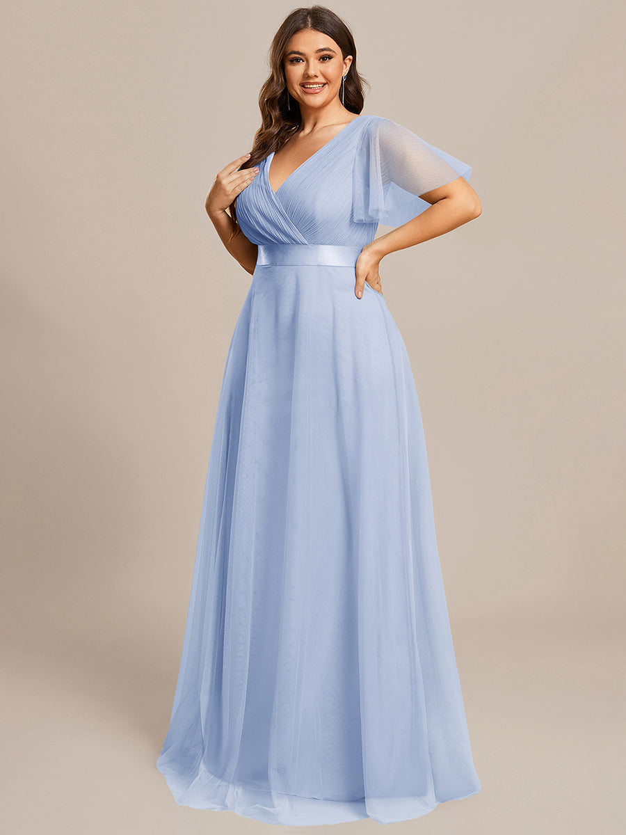 Color=Ice Blue | Women's V-Neck A-Line Floor-Length Wholesale Bridesmaid Dresses-Ice Blue 73