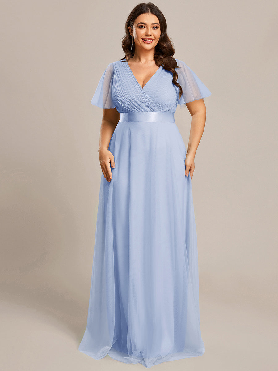 Color=Ice Blue | Women's V-Neck A-Line Floor-Length Wholesale Bridesmaid Dresses-Ice Blue 74