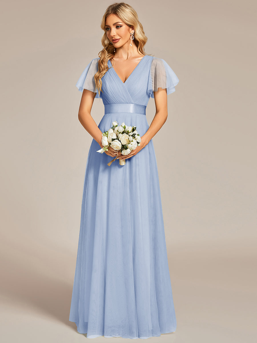 Color=Ice Blue | Women's V-Neck A-Line Floor-Length Wholesale Bridesmaid Dresses-Ice Blue 61
