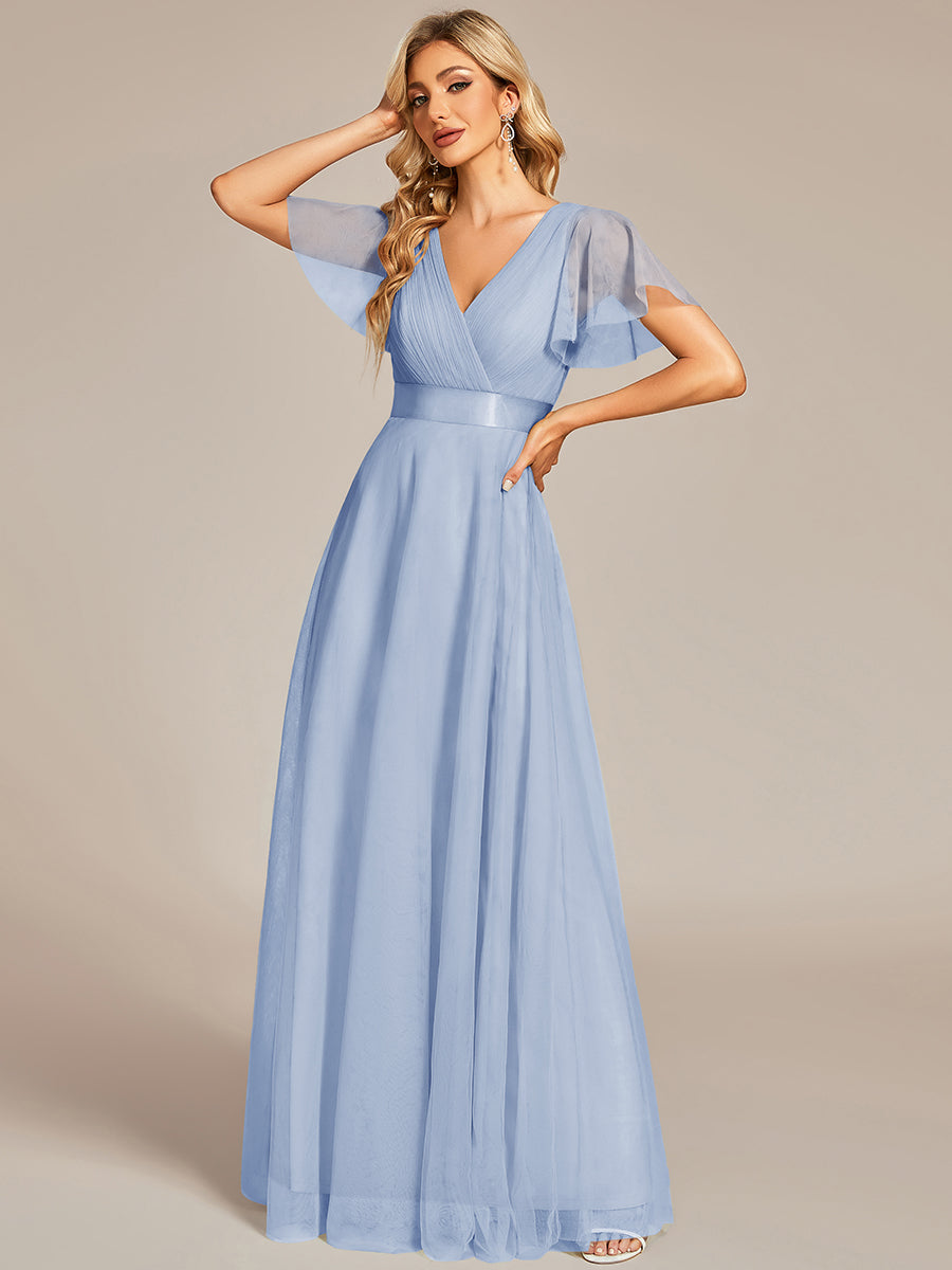 Color=Ice Blue | Women's V-Neck A-Line Floor-Length Wholesale Bridesmaid Dresses-Ice Blue 33