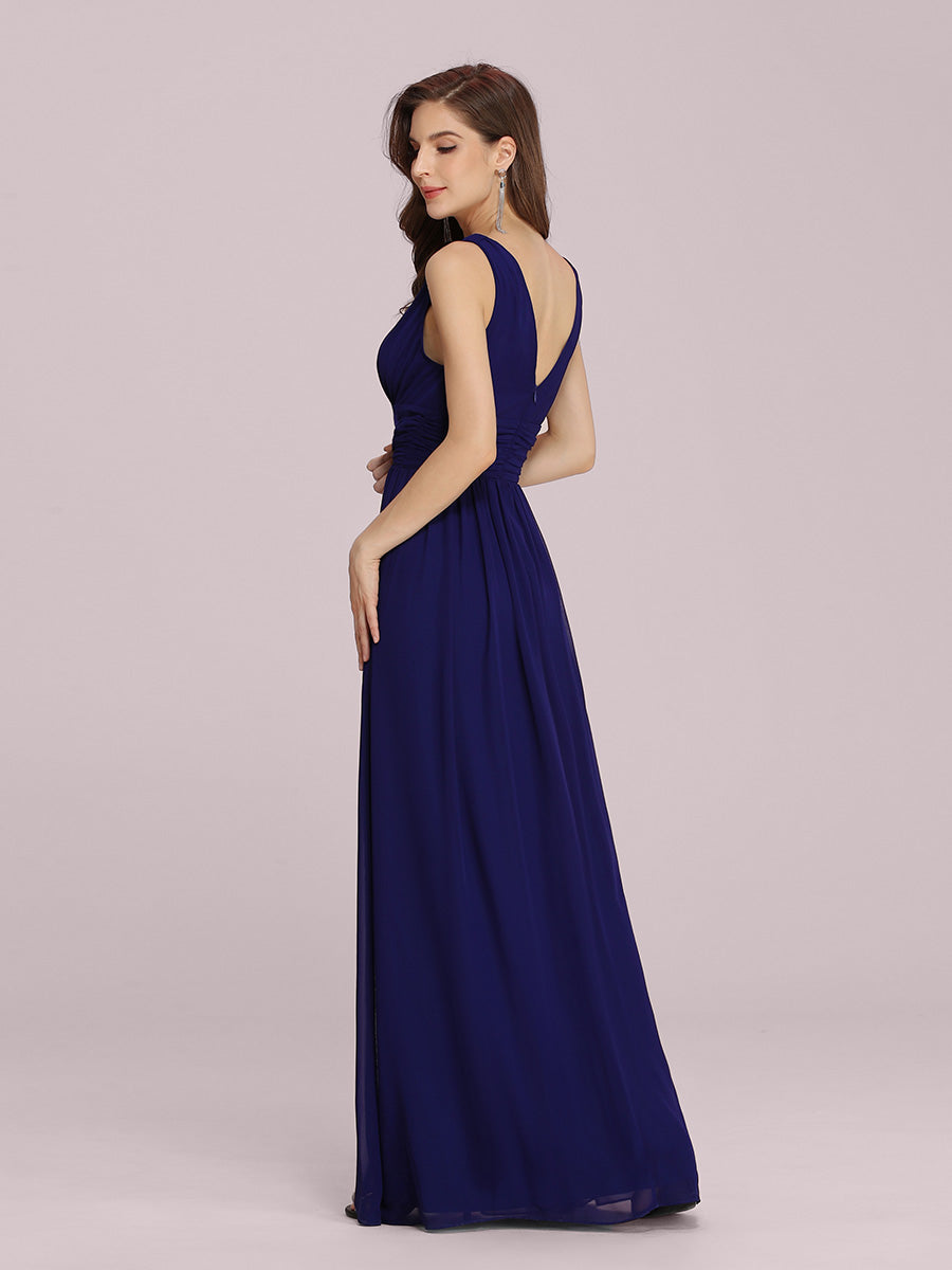 Color=Royal Blue | Double V-Neck Elegant Maxi Long Wholesale Evening Dresses-Royal Blue 3