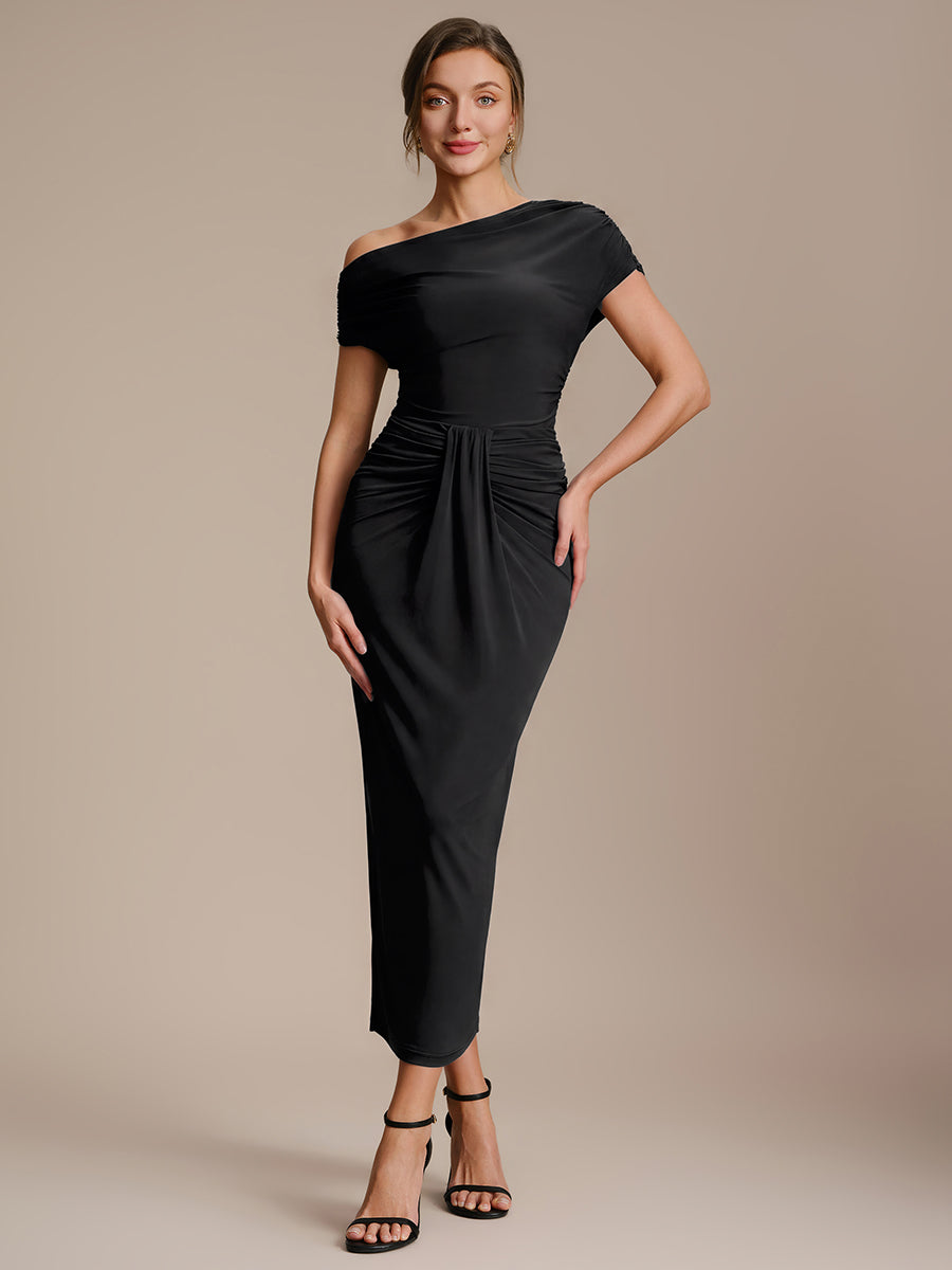 Color=Black | Fast Delivery High Stretch Bodycon Midi Dress with No Zipper and Sleeveless Design Skirts-Black 1