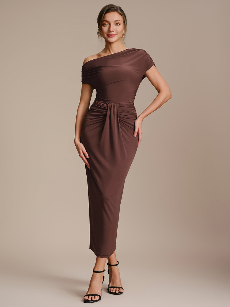 Color=Chocolate Brown | Fast Delivery High Stretch Bodycon Midi Dress with No Zipper and Sleeveless Design Skirts-Chocolate Brown 11