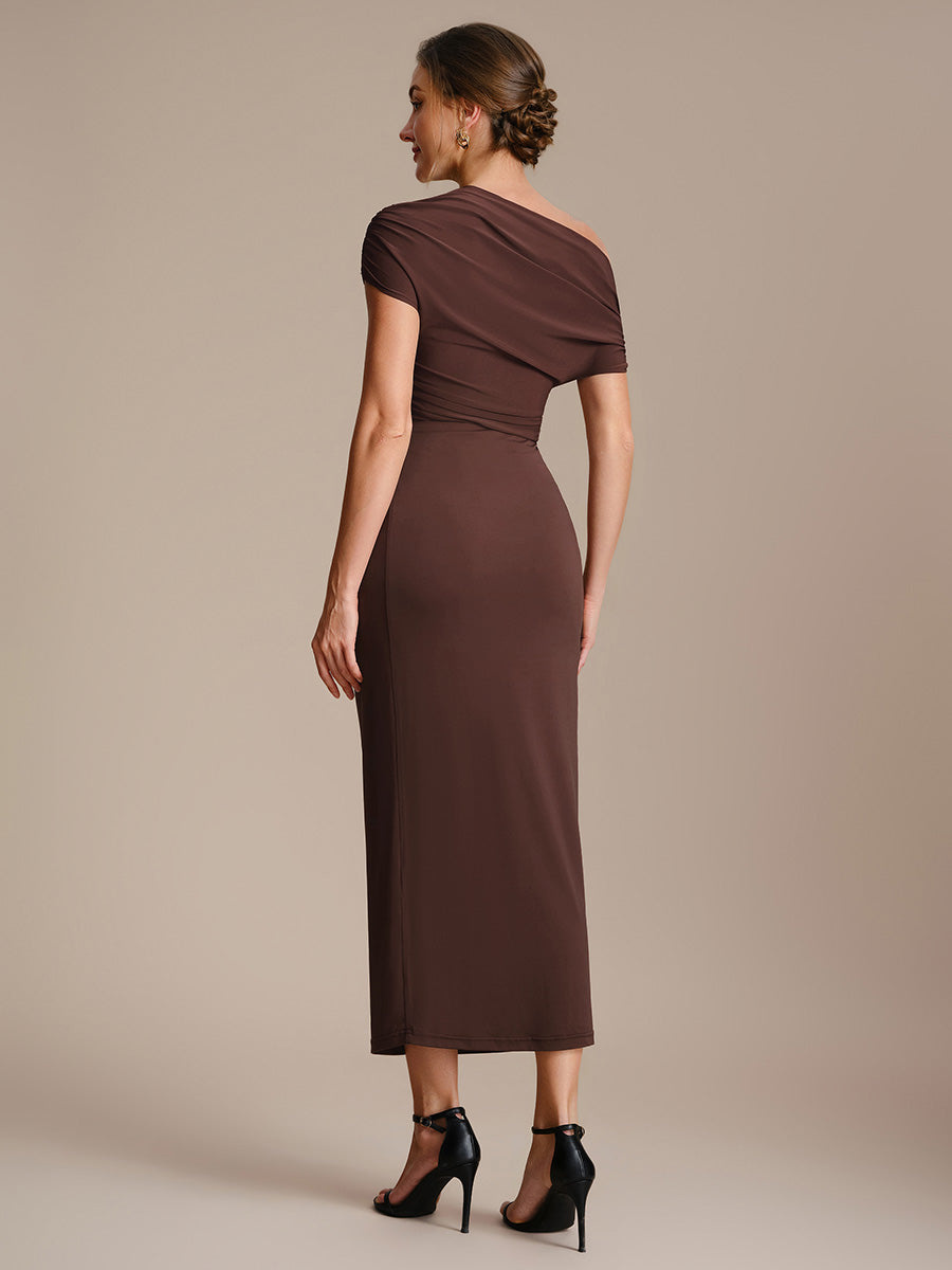 Color=Chocolate Brown | Fast Delivery High Stretch Bodycon Midi Dress with No Zipper and Sleeveless Design Skirts-Chocolate Brown 12