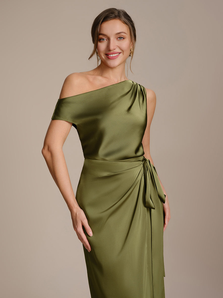 Color=Olive Green | Commercial Wholesale Lace-up Sheath Non-Stretch Ankle Length Elegant Evening Skirts-Olive Green 3