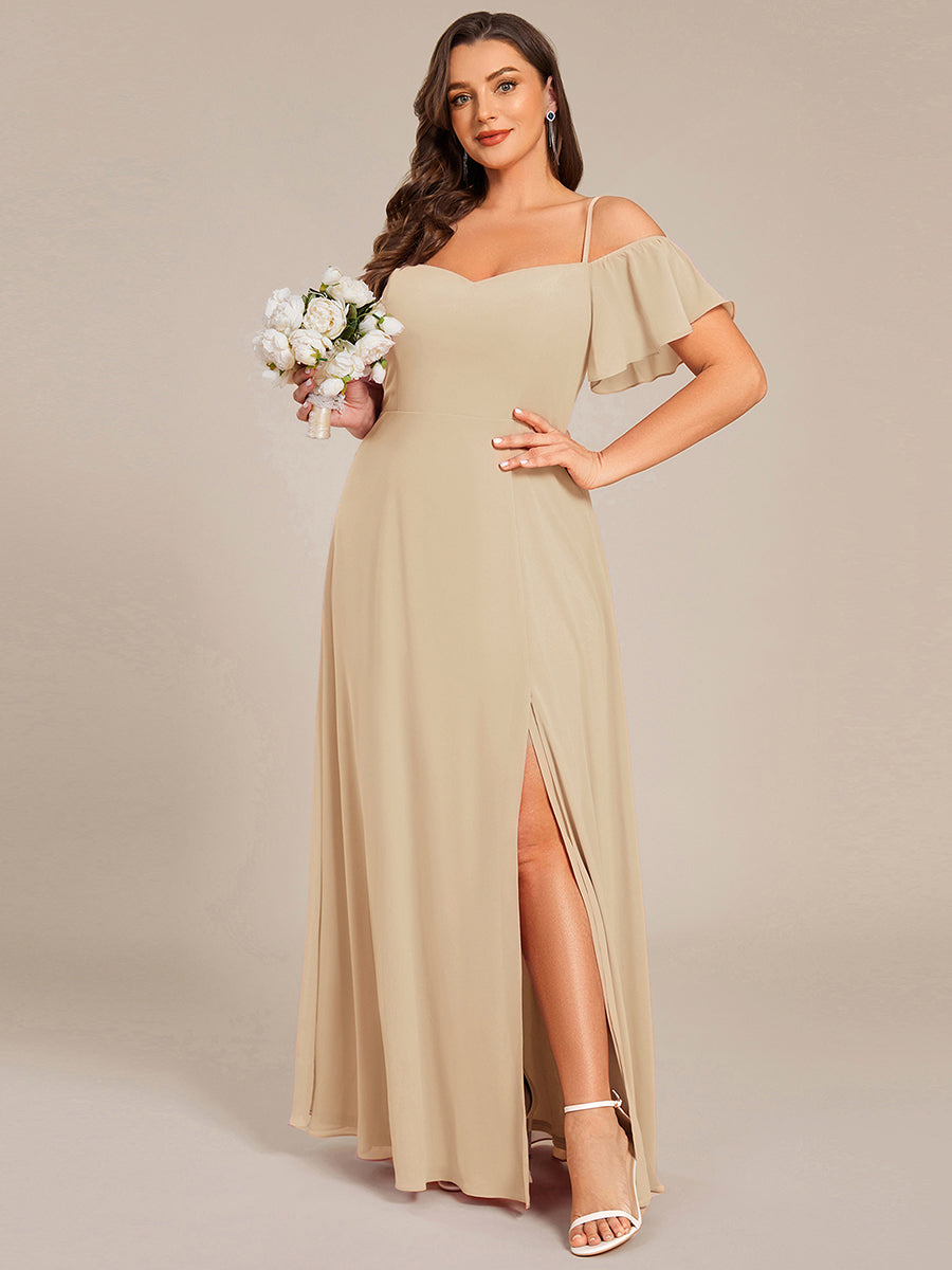 Plain Solid Color Plus Size Wholesale Chiffon Bridesmaid Dress