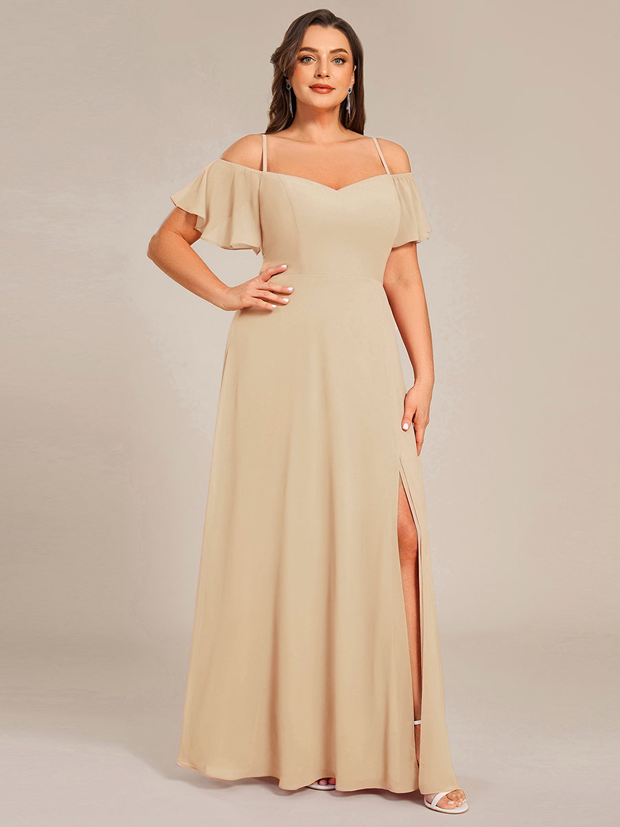 Plain Solid Color Plus Size Wholesale Chiffon Bridesmaid Dress