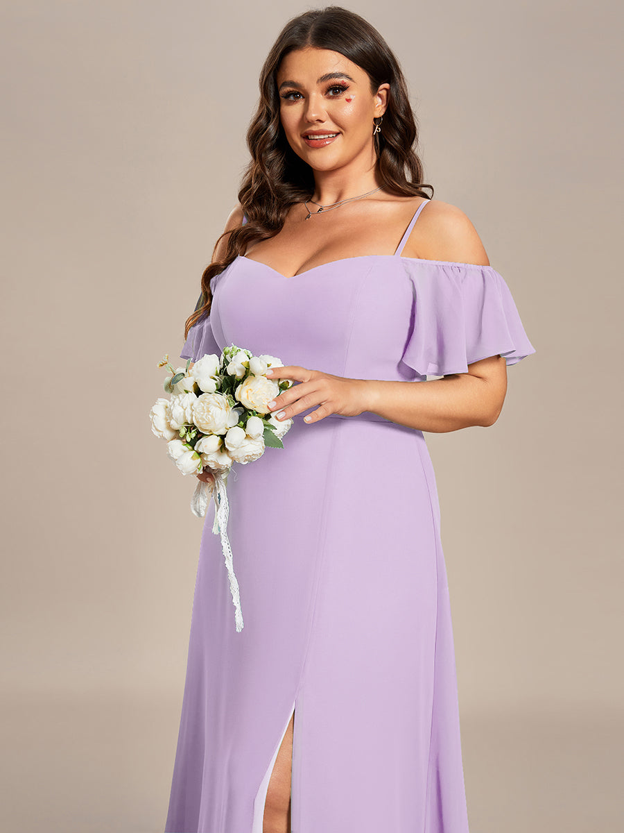 Color=Frosted Lilac | Fast Delivery Short Sleeve Off Shoulder Ruffle A-Line Floor Length Bridesmaid Dresses-Frosted Lilac 3