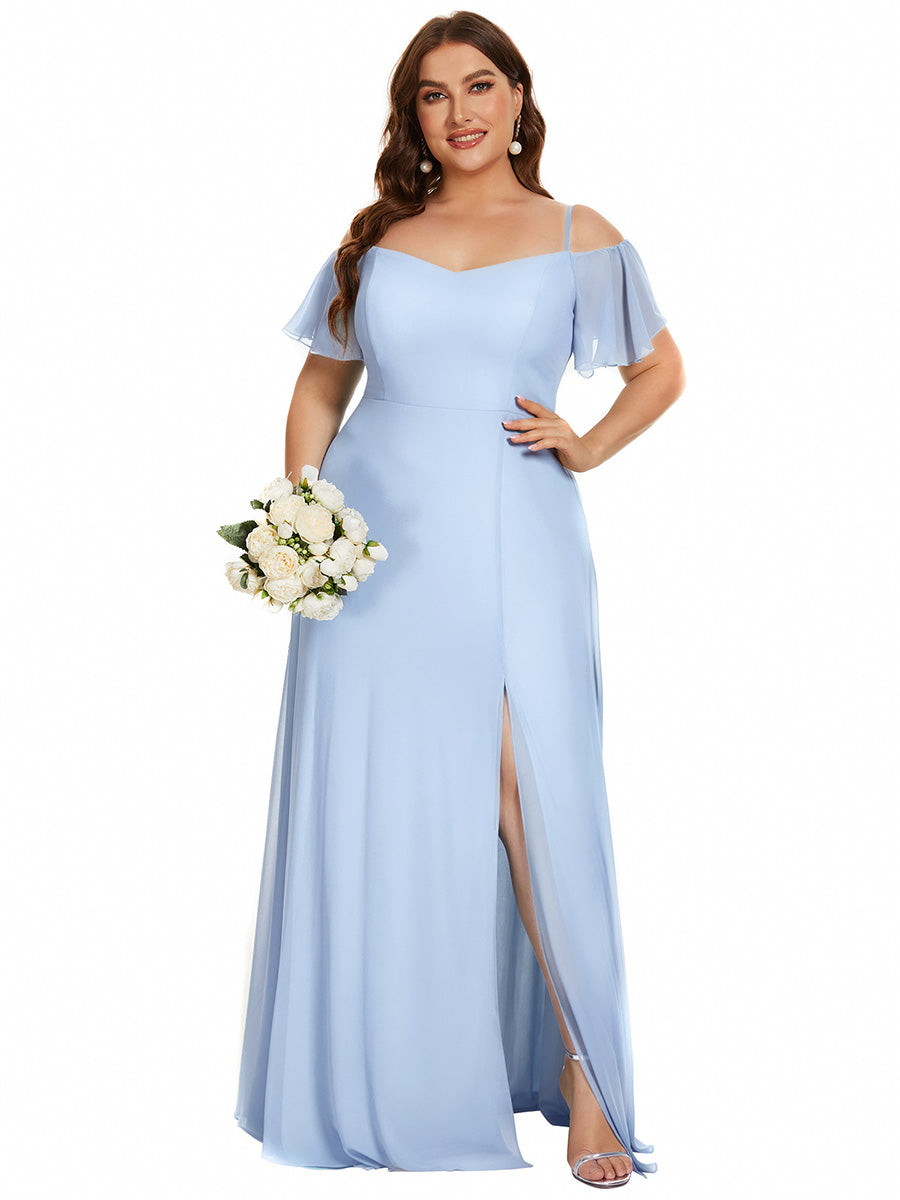 Color=Ice Blue | Fast Delivery Short Sleeve Off Shoulder Ruffle A-Line Floor Length Bridesmaid Dresses-Ice Blue 11