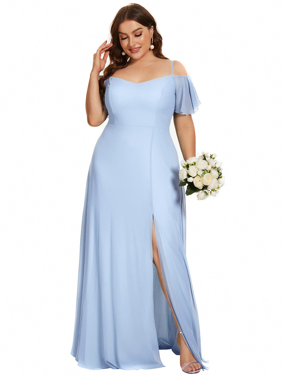 Color=Ice Blue | Fast Delivery Short Sleeve Off Shoulder Ruffle A-Line Floor Length Bridesmaid Dresses-Ice Blue 14