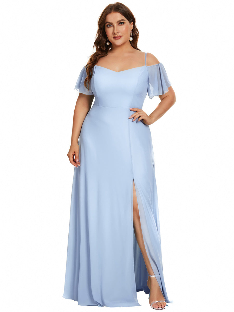 Color=Ice Blue | Fast Delivery Short Sleeve Off Shoulder Ruffle A-Line Floor Length Bridesmaid Dresses-Ice Blue 15