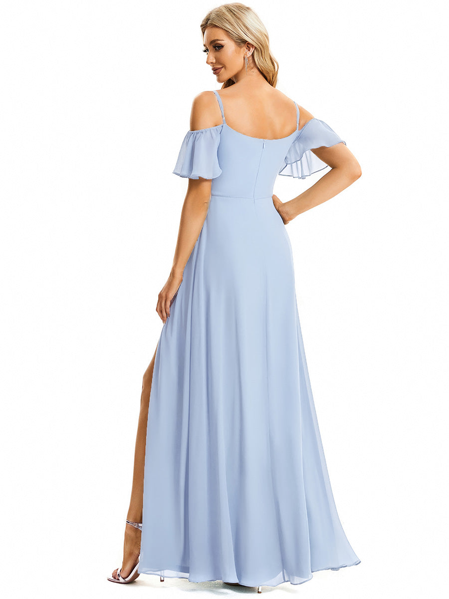 Color=Ice Blue | Fast Delivery Short Sleeve Off Shoulder Ruffle A-Line Floor Length Bridesmaid Dresses-Ice Blue 12