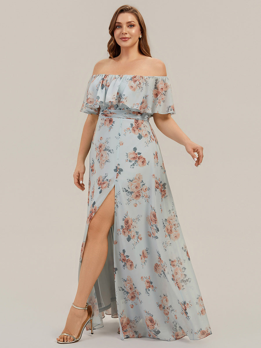 Color=Amber Bloom | Fast Delivery Short Sleeve Off Shoulder Pleated A-Line Floor Length Bridesmaid Dresses-Amber Bloom 9