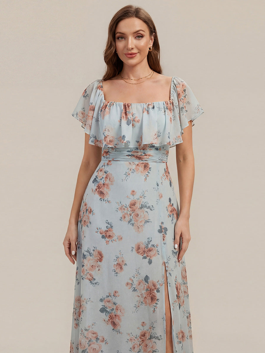Color=Amber Bloom | Fast Delivery Short Sleeve Off Shoulder Pleated A-Line Floor Length Bridesmaid Dresses-Amber Bloom 3