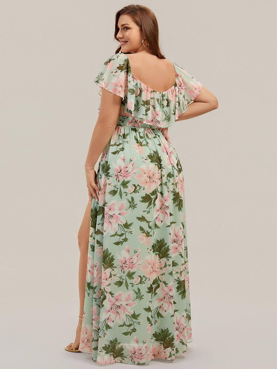 Color=Light Green Floral | Fast Delivery Short Sleeve Off Shoulder Pleated A-Line Floor Length Bridesmaid Dresses-Light Green Floral 17