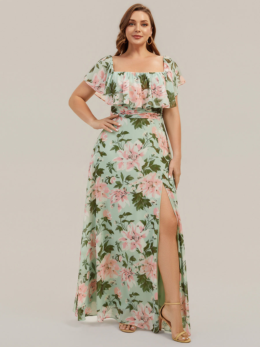Color=Light Green Floral | Fast Delivery Short Sleeve Off Shoulder Pleated A-Line Floor Length Bridesmaid Dresses-Light Green Floral 18