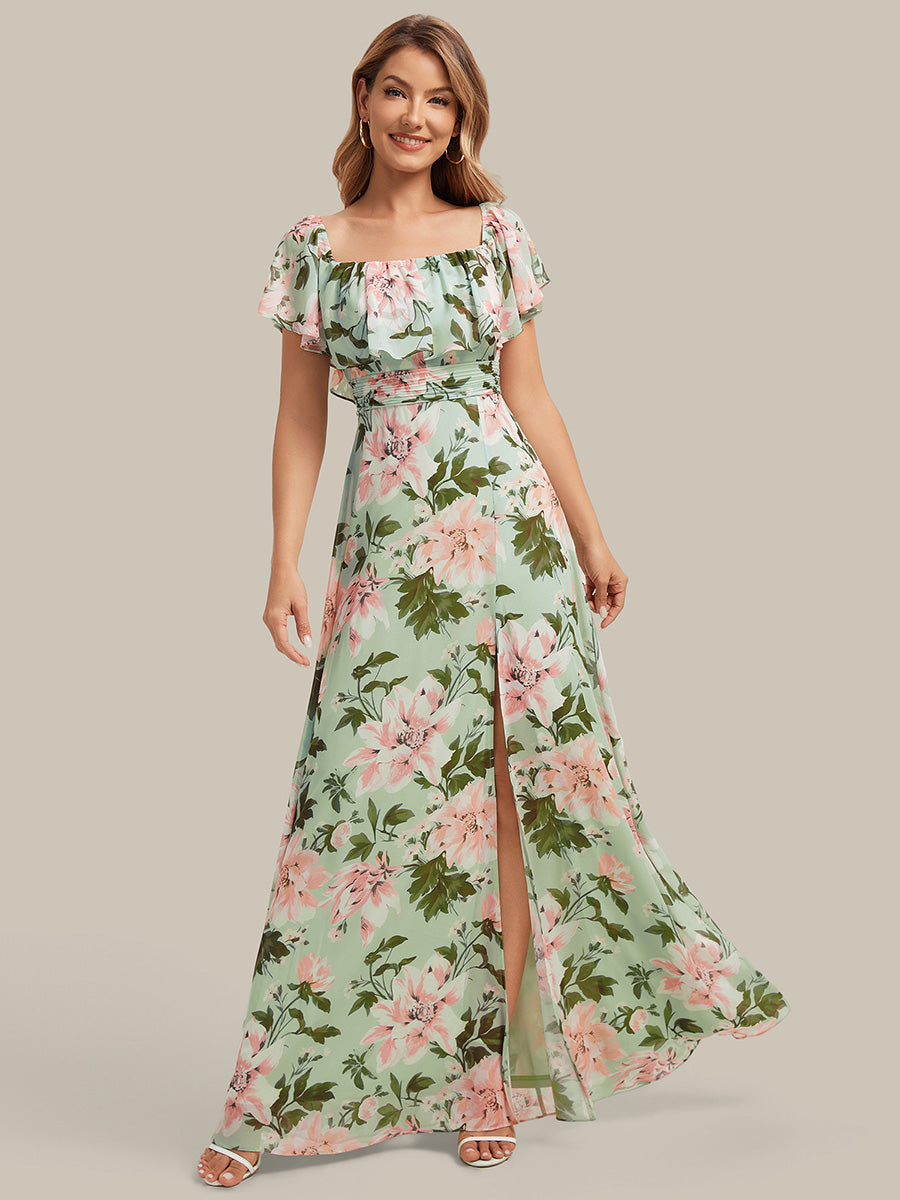 Color=Light Green Floral | Fast Delivery Short Sleeve Off Shoulder Pleated A-Line Floor Length Bridesmaid Dresses-Light Green Floral 14