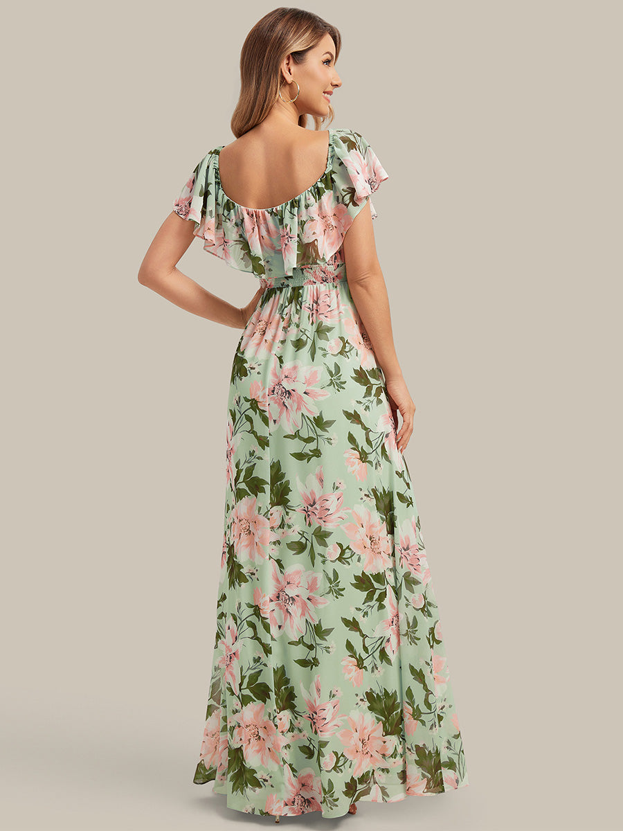 Color=Light Green Floral | Fast Delivery Short Sleeve Off Shoulder Pleated A-Line Floor Length Bridesmaid Dresses-Light Green Floral 15