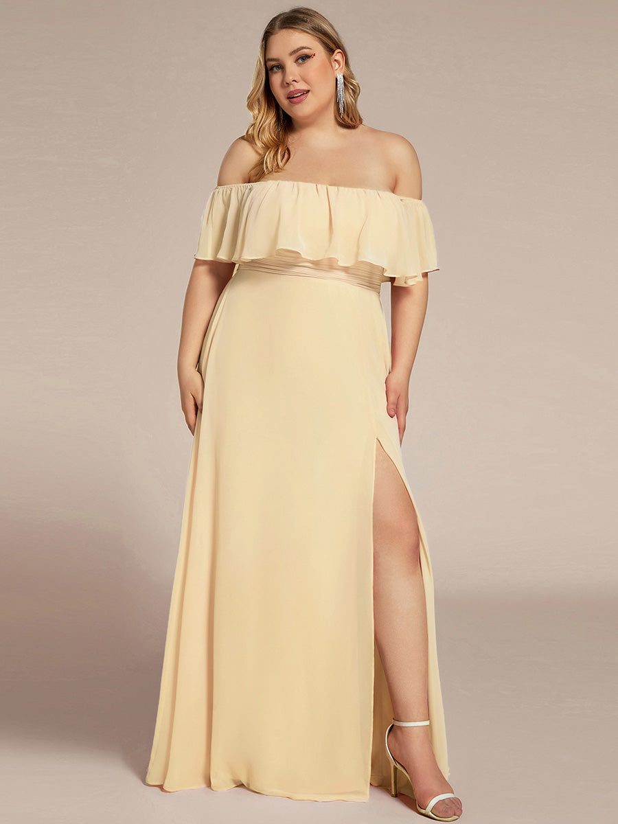 Color=Yellow | womens-a-line-off-shoulder-ruffle-thigh-split-bridesmaid-dresses-es00969-2-Yellow 121