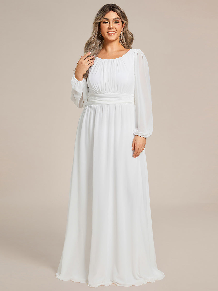 Custom Size Round Neck Wholesale Bridesmaid Dresses with Long Lantern Sleeves