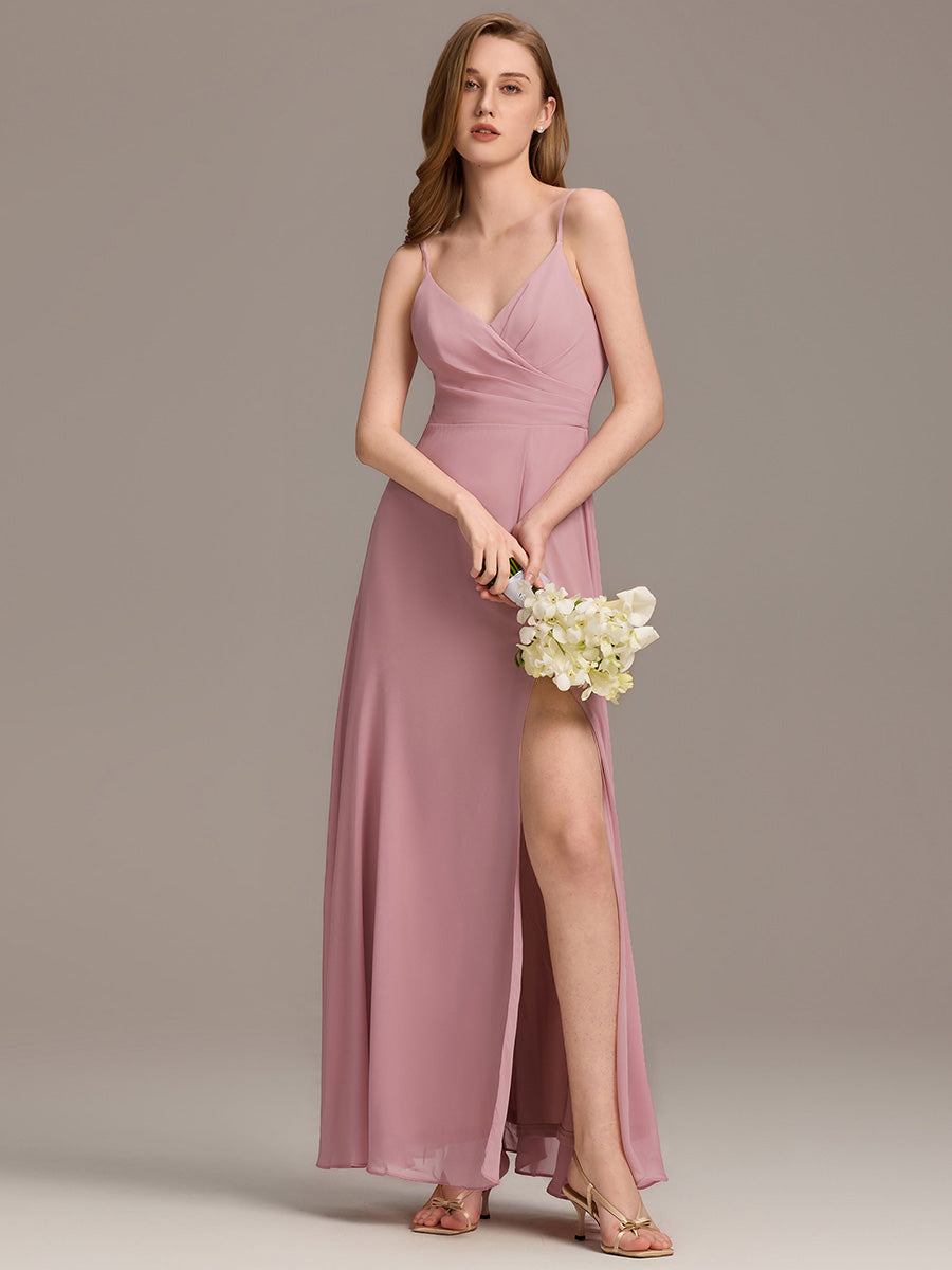 Color=Dusty Rose | Elegant Spaghetti Straps Wholesale Chiffon Bridesmaid Dresses-Dusty Rose 8