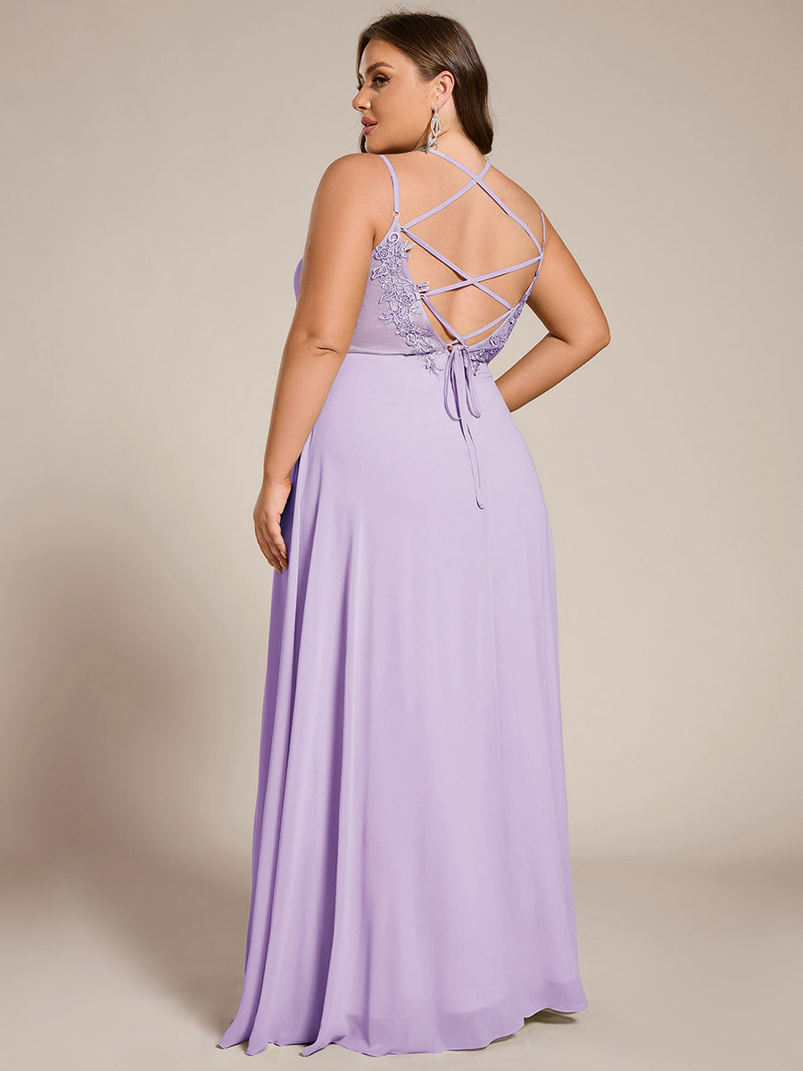 Color=Frosted Lilac | Industrial Use Sleeveless V-Neck Appliques A-Line Floor Length Bridesmaid Dresses-Frosted Lilac 7