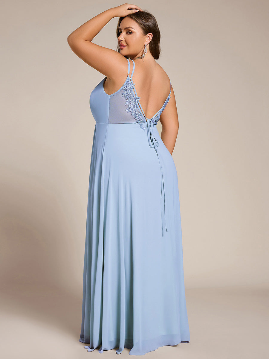 Color=Ice Blue | Volume Discounts Sleeveless V-Neck Appliques A-Line Floor Length Bridesmaid Dresses-Ice Blue 8