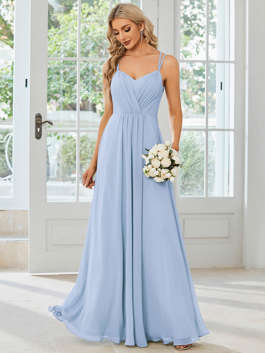Color=Ice Blue | Volume Discounts Sleeveless V-Neck Appliques A-Line Floor Length Bridesmaid Dresses-Ice Blue 4