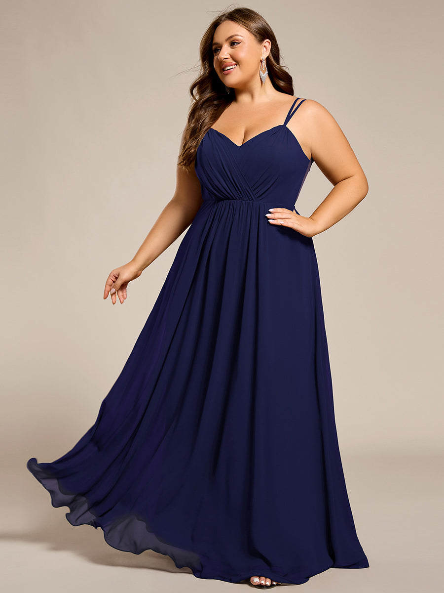 Color=Navy Blue | One Stop Shop Plus Size Sleeveless V-Neck Appliques A-Line Floor Length Bridesmaid Dresses-Navy Blue 50