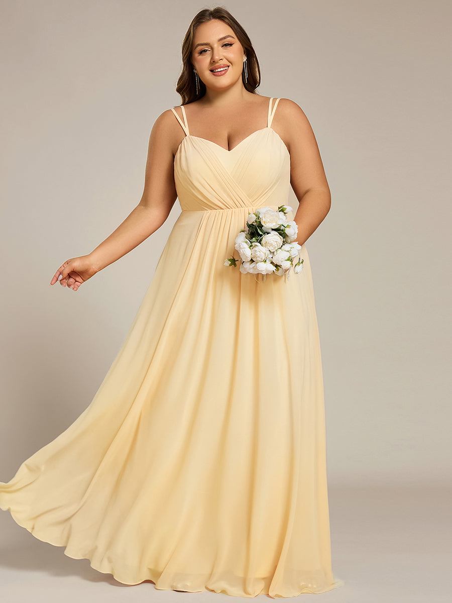 Color=Yellow | One Stop Shop Plus Size Sleeveless V-Neck Appliques A-Line Floor Length Bridesmaid Dresses-Yellow 56
