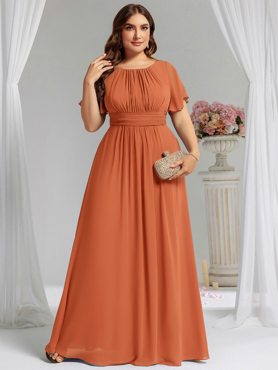 Color=Brandied Melon | Fast Delivery Short Sleeve Ruffle Pleated A-Line Floor Length Bridesmaid Dresses-Brandied Melon 9