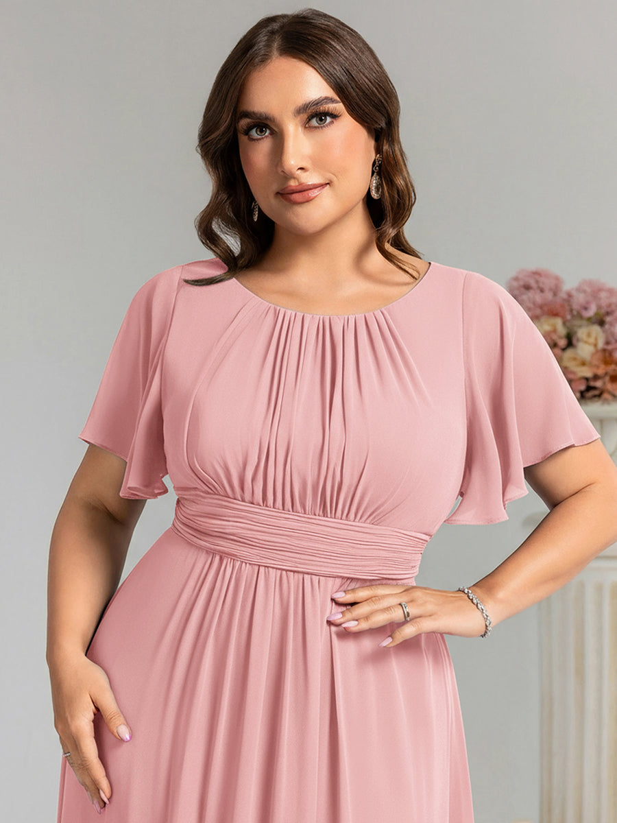 Color=Dusty Rose | Fast Delivery Short Sleeve Ruffle Pleated A-Line Floor Length Bridesmaid Dresses-Dusty Rose 18