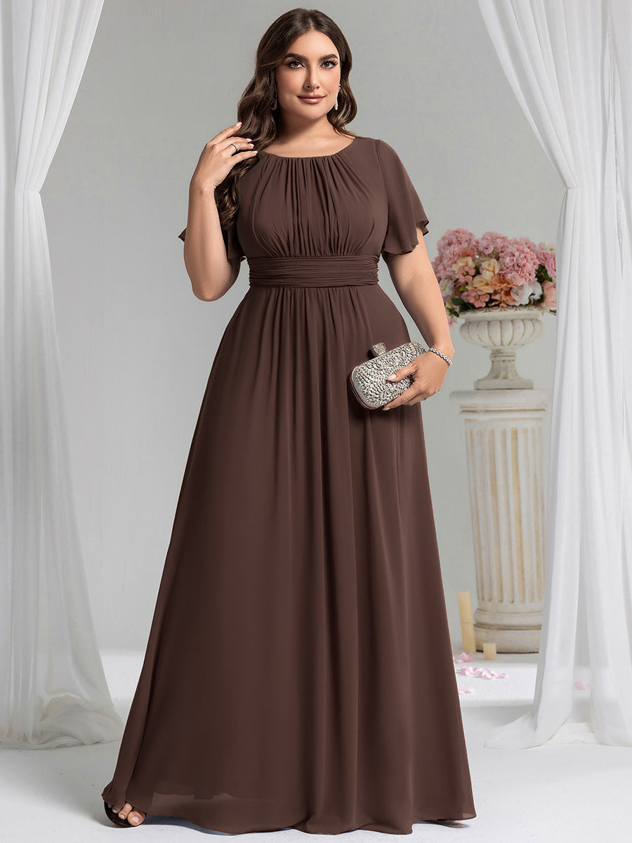 Color=Espresso | Fast Delivery Short Sleeve Ruffle Pleated A-Line Floor Length Bridesmaid Dresses-Espresso 39