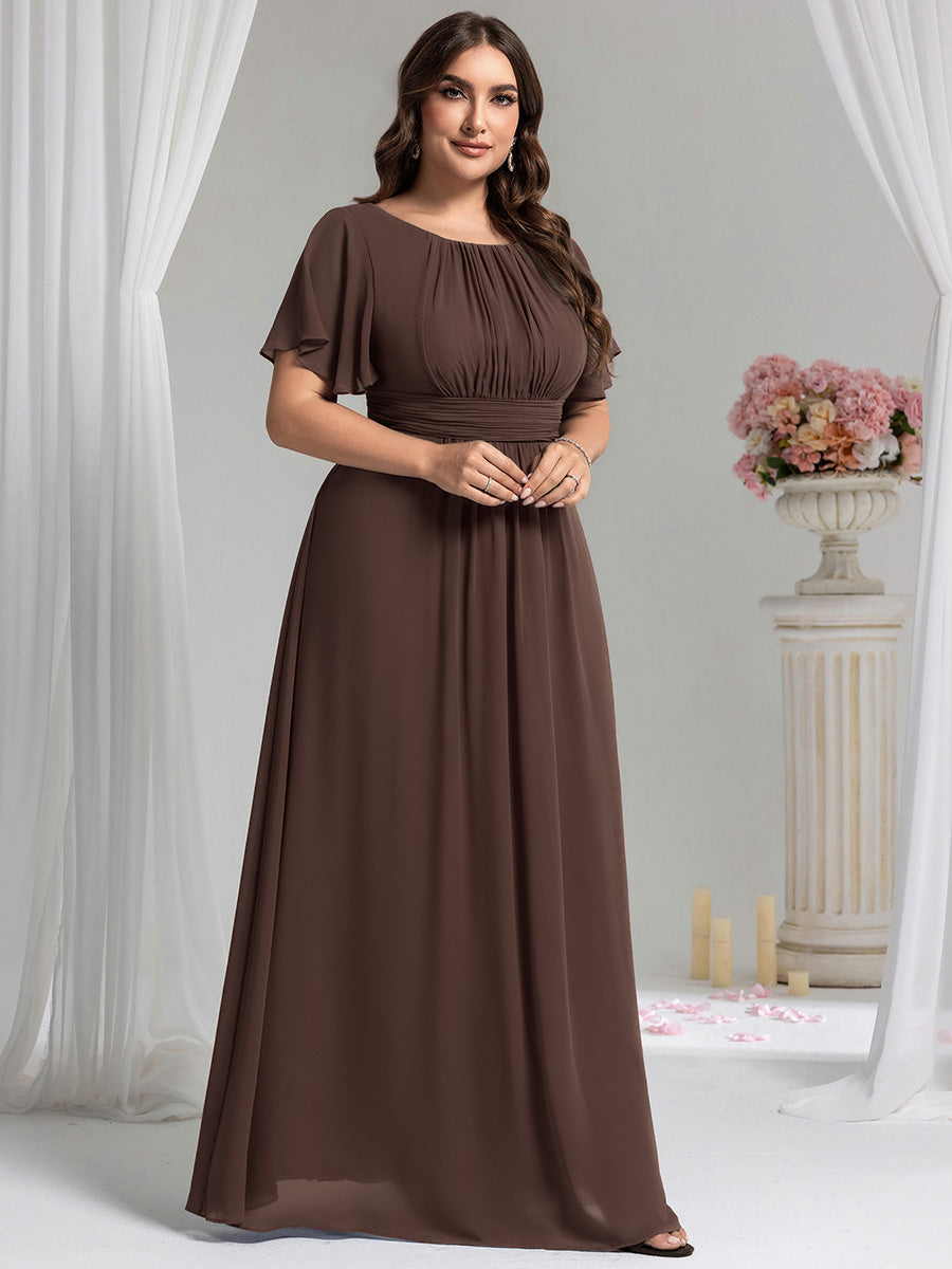 Color=Espresso | Fast Delivery Short Sleeve Ruffle Pleated A-Line Floor Length Bridesmaid Dresses-Espresso 40