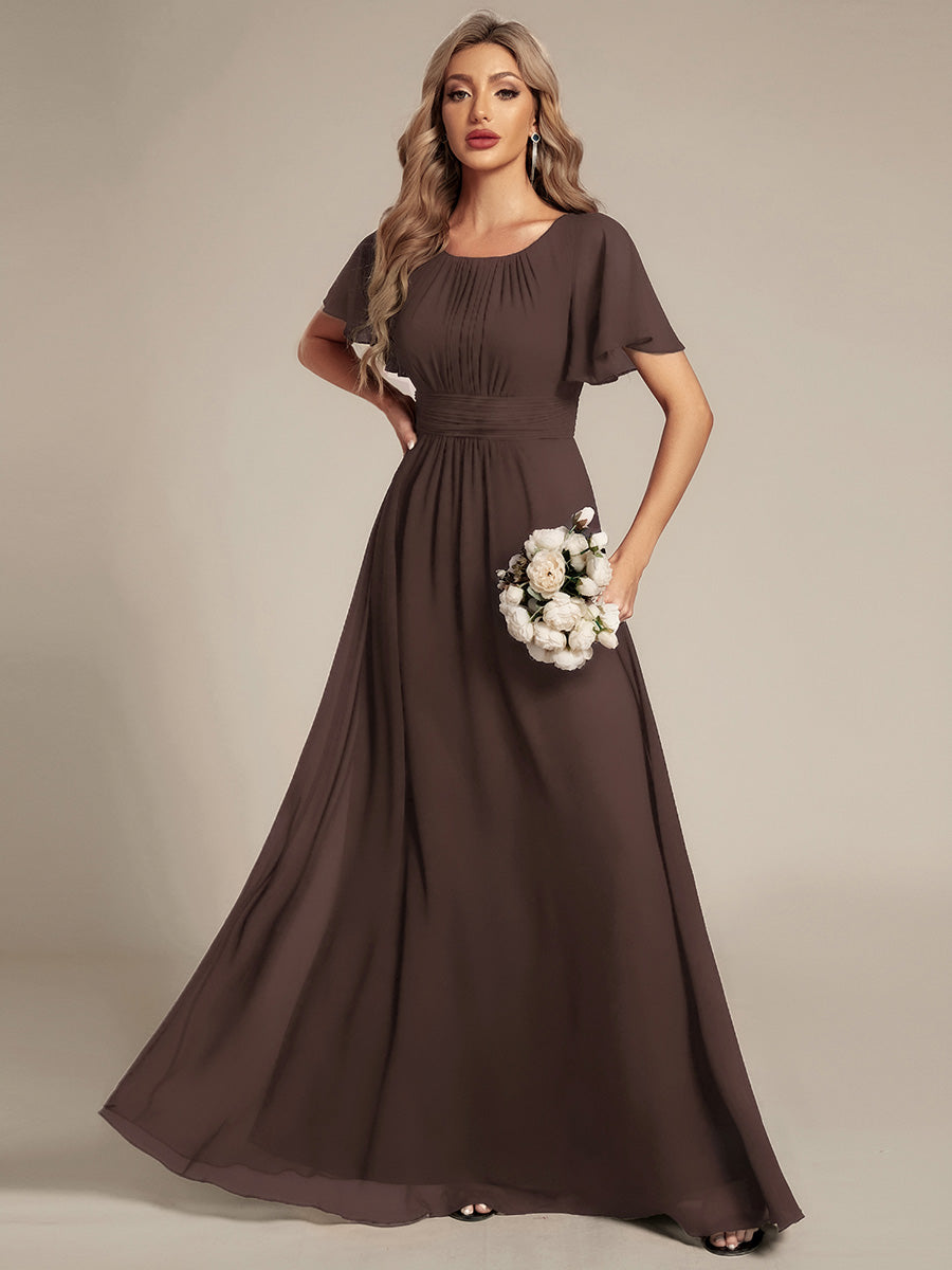 Color=Espresso | Fast Delivery Short Sleeve Ruffle Pleated A-Line Floor Length Bridesmaid Dresses-Espresso 35