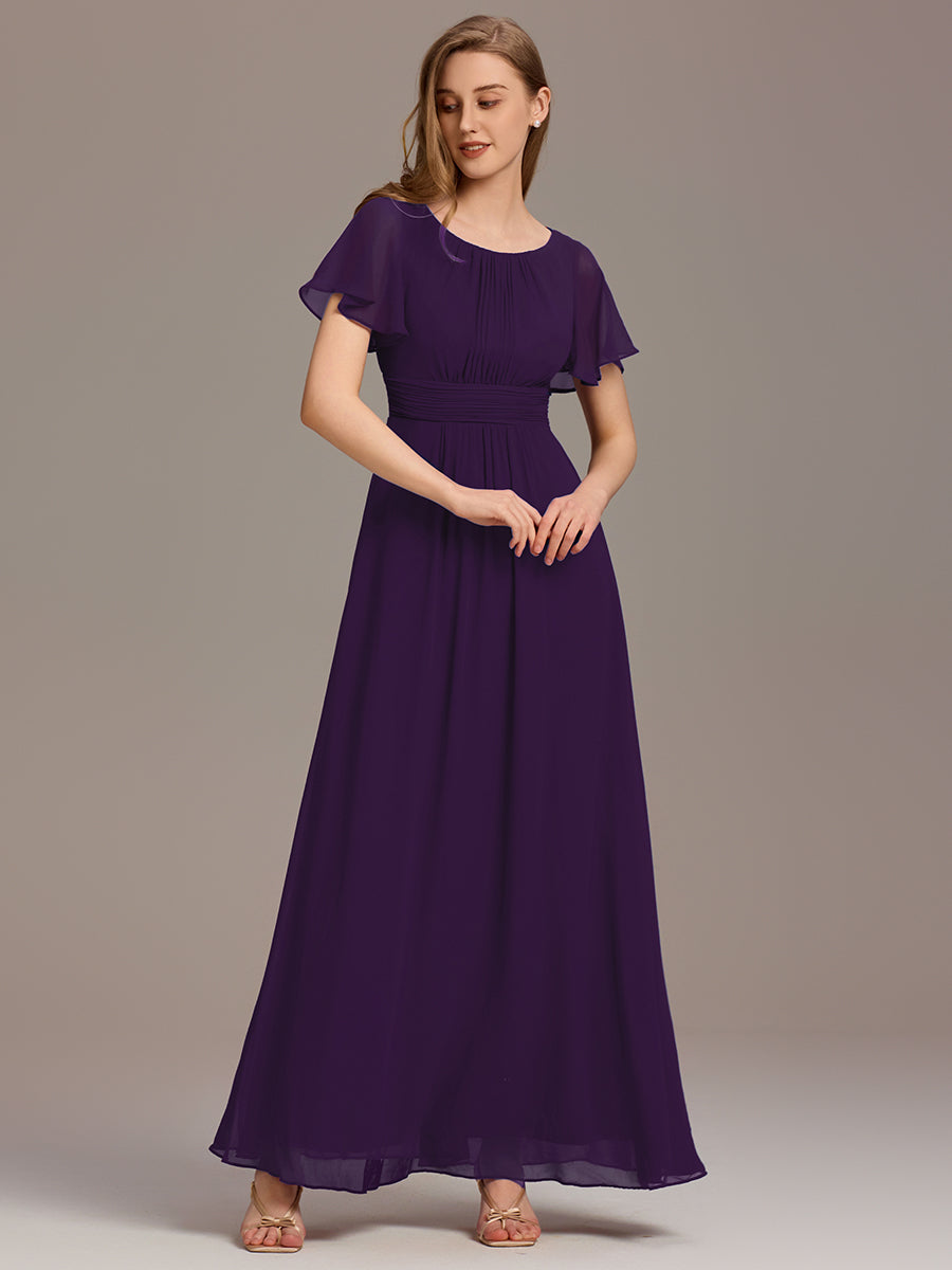 Color=Dark Purple | Bulk Order Short Sleeve Ruffle Pleated A-Line Floor Length Dress | Bridesmaid Dresses-Dark Purple 5