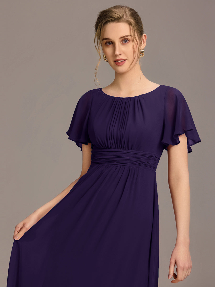 Color=Dark Purple | Bulk Order Short Sleeve Ruffle Pleated A-Line Floor Length Dress | Bridesmaid Dresses-Dark Purple 6