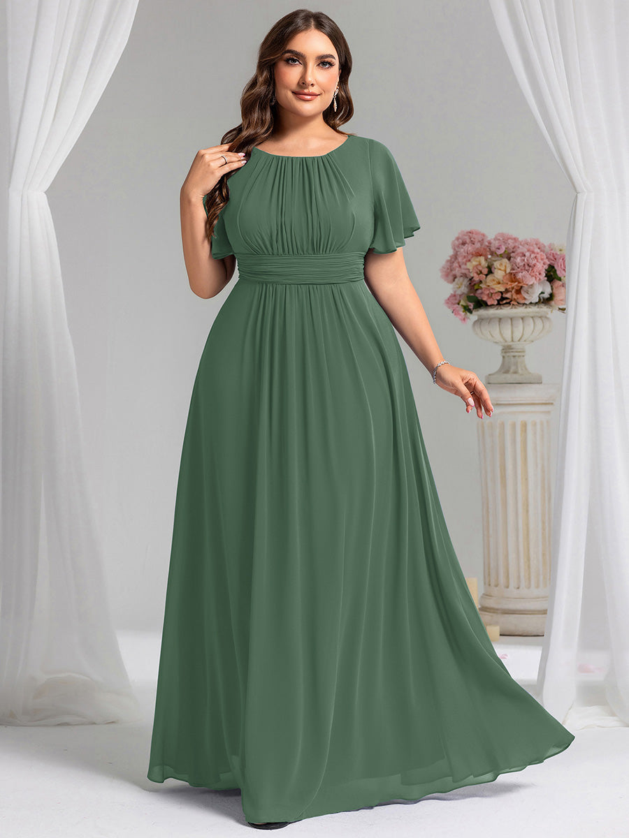 Color=Eucalyptus | Factory Design Short Sleeve Ruffle Pleated A-Line Floor Length Bridesmaid Dresses-Eucalyptus 5