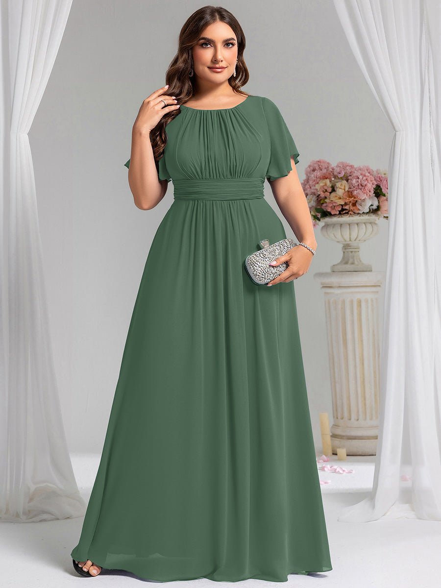 Color=Eucalyptus | Factory Design Short Sleeve Ruffle Pleated A-Line Floor Length Bridesmaid Dresses-Eucalyptus 8