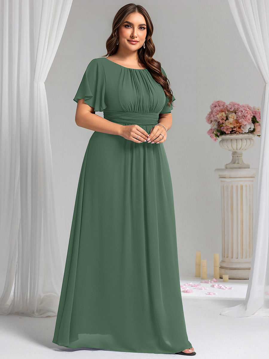 Color=Eucalyptus | Factory Design Short Sleeve Ruffle Pleated A-Line Floor Length Bridesmaid Dresses-Eucalyptus 9