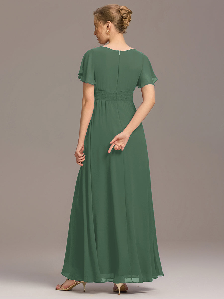 Color=Eucalyptus | Factory Design Short Sleeve Ruffle Pleated A-Line Floor Length Bridesmaid Dresses-Eucalyptus 2