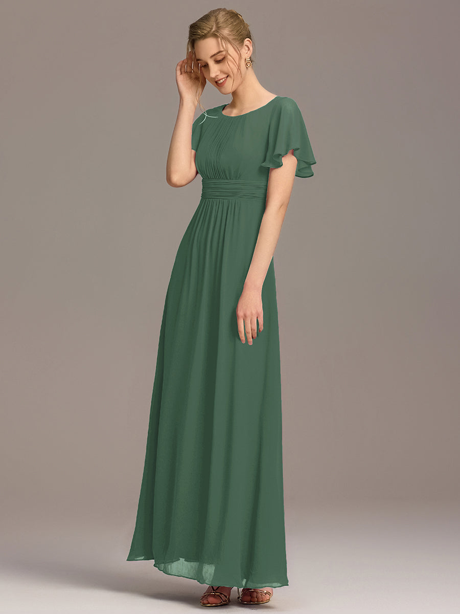 Color=Eucalyptus | Factory Design Short Sleeve Ruffle Pleated A-Line Floor Length Bridesmaid Dresses-Eucalyptus 3