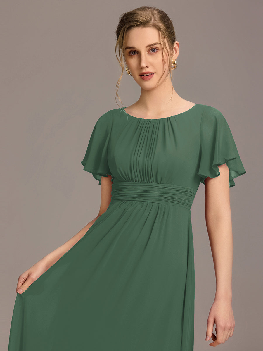 Color=Eucalyptus | Factory Design Short Sleeve Ruffle Pleated A-Line Floor Length Bridesmaid Dresses-Eucalyptus 4