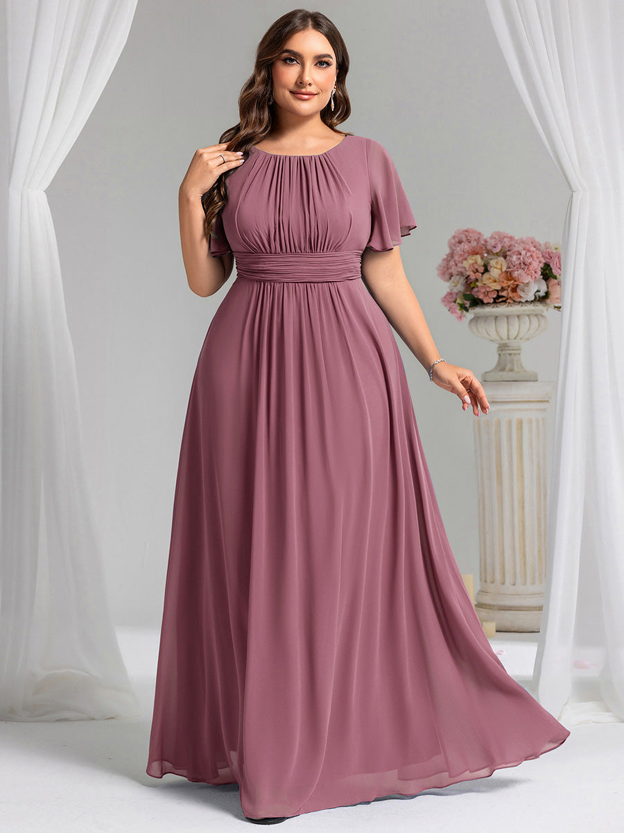 Color=Purple Orchid | Factory Design Short Sleeve Ruffle Pleated A-Line Floor Length Bridesmaid Dresses-Purple Orchid 15