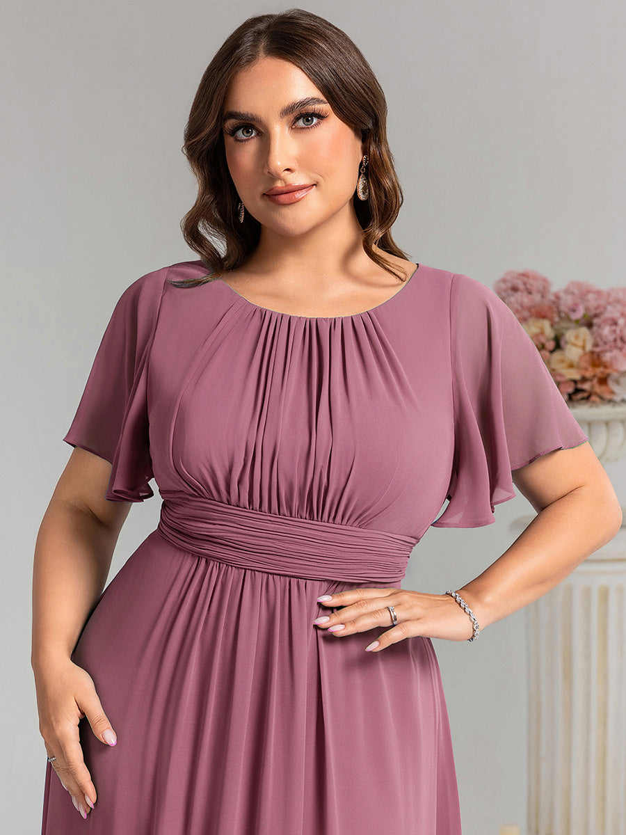 Color=Purple Orchid | Factory Design Short Sleeve Ruffle Pleated A-Line Floor Length Bridesmaid Dresses-Purple Orchid 17