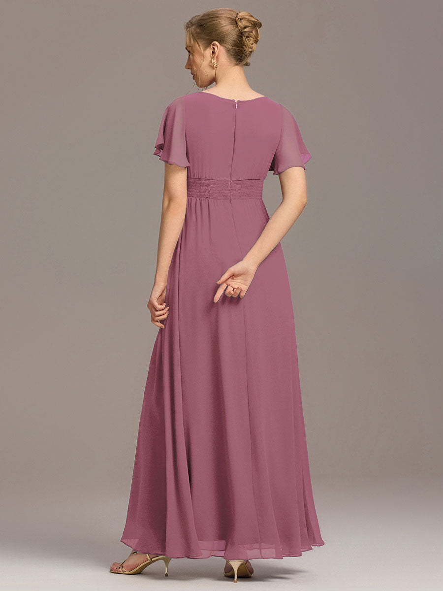 Color=Purple Orchid | Factory Design Short Sleeve Ruffle Pleated A-Line Floor Length Bridesmaid Dresses-Purple Orchid 11