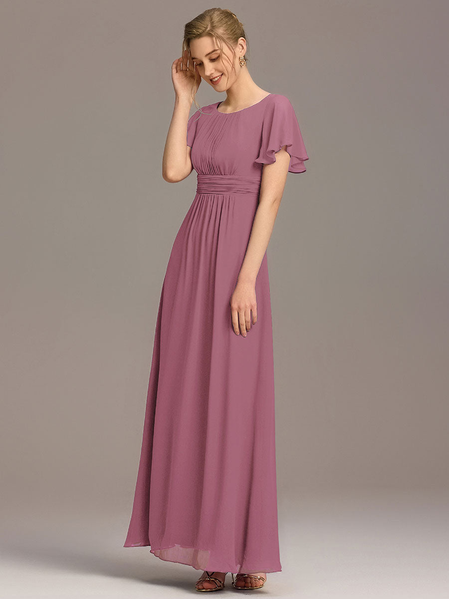 Color=Purple Orchid | Factory Design Short Sleeve Ruffle Pleated A-Line Floor Length Bridesmaid Dresses-Purple Orchid 13