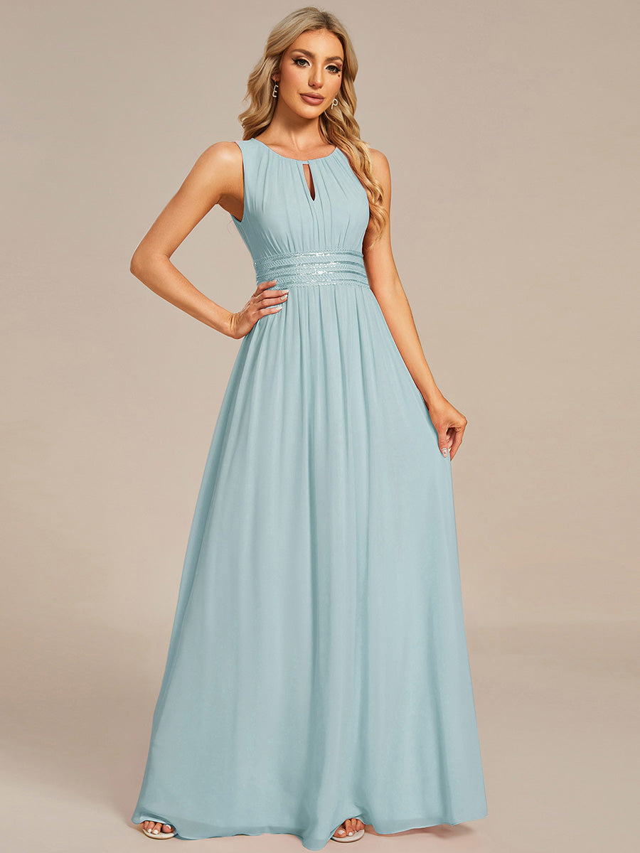 Color=Sky Blue | Commercial Wholesale Sleeveless Embroidered Round Neck A-Line Floor Length Bridesmaid Dresses-Sky Blue 4